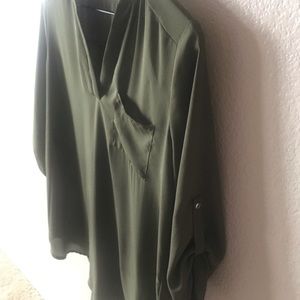 Goo Yoo Olive Green collard tunic